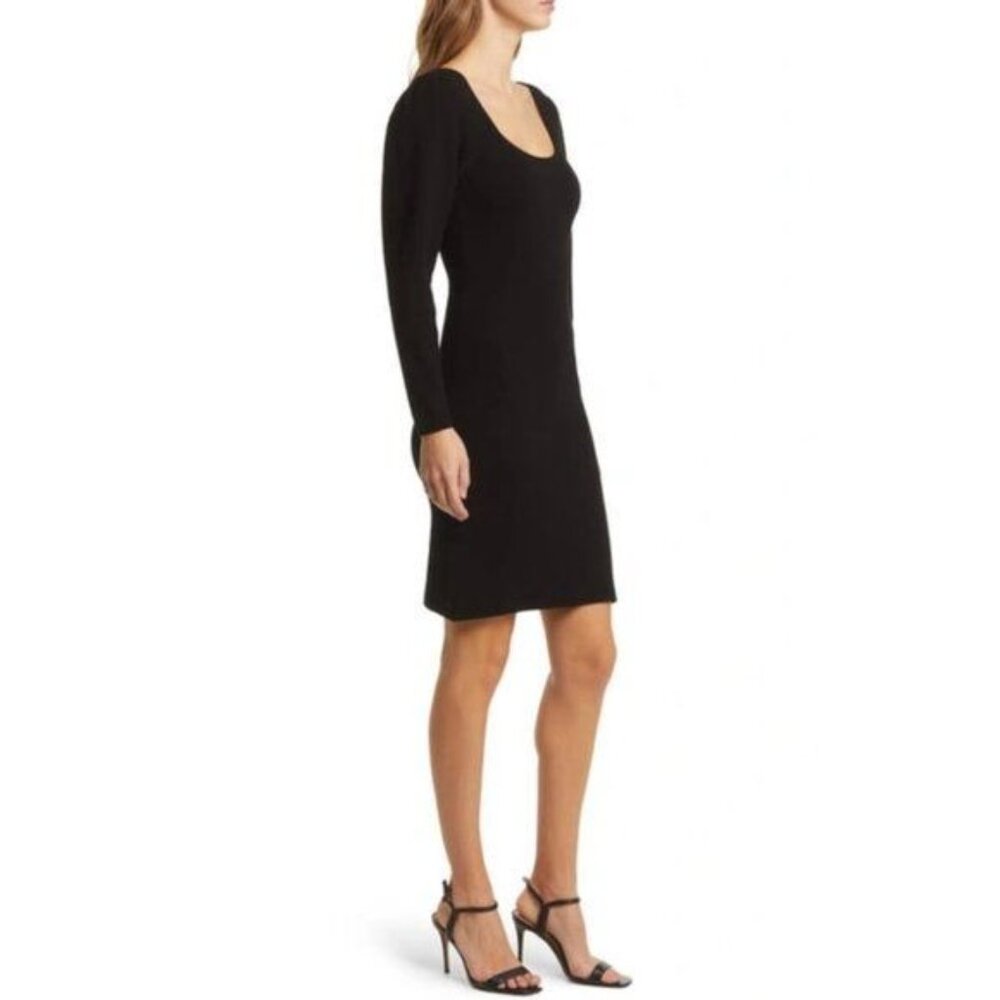 HUGO BOSS  Long Sleeve Rib Body-con Sweater Dress In‎ Black Size XS